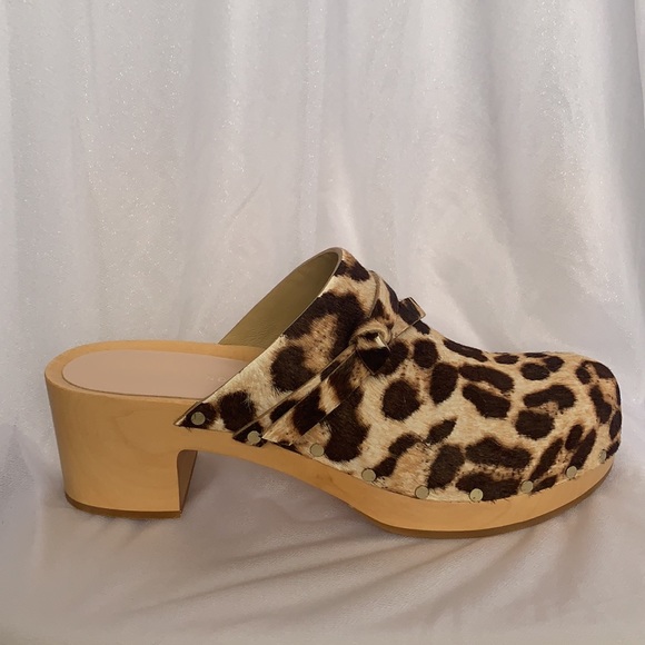 Brand New Loeffler Randall Roberta Leopard-Print Calf-Hair Clogs size 9 - Picture 2 of 9
